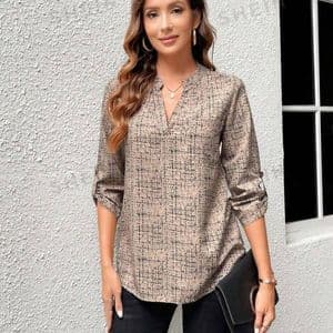 chemise-de-printemps-a-manches-3-4-et-col-crante-pour-femme