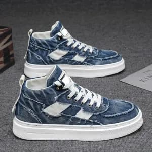 chaussures-de-skateboard-casual-pour-hommes-a-lacets-et-denim-uni-conf