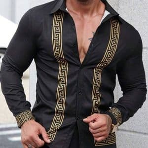 chemise-boutonnee-a-imprime-geometrique