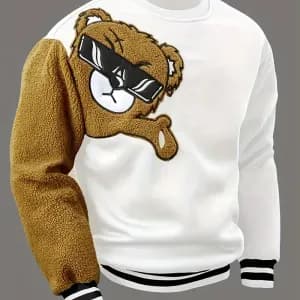 sweat-shirt-ras-du-cou-avec-broderie-dours-de-dessin-anime-pour-hommes