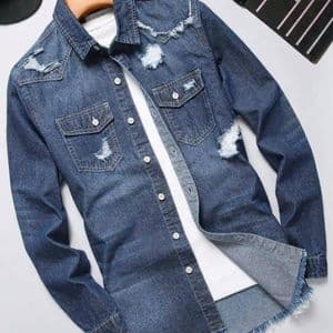 chemise-en-jean-dechiree-pour-hommes
