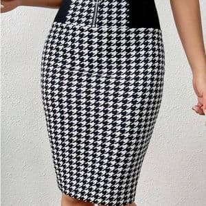 jupe-crayon-a-imprime-pied-de-poule