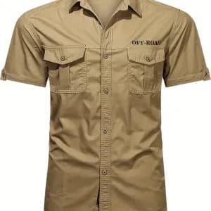 chemise-a-manches-courtes-en-coton-uni-pour-homme