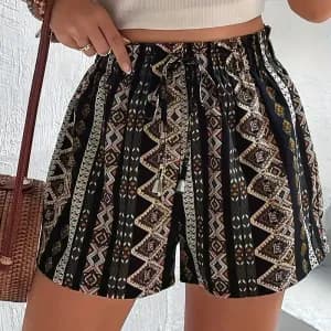 short-taille-elastique-a-imprime-ethnique-short-ample-de-style-vacance