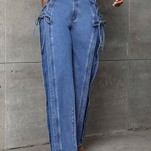 jean-large-a-lacets-sur-le-cote