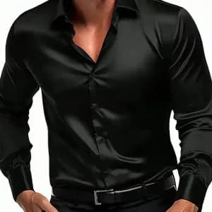 chemise-noire-decontractee-pour-homme-polyester-non-extensible-lavable
