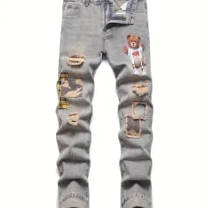 jean-dechire-pour-enfant-avec-ours-de-dessin-anime-pantalon-en-denim-d