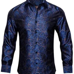 chemise-a-manches-longues-en-jacquard-floral-bleu-et-dore-pour-homme