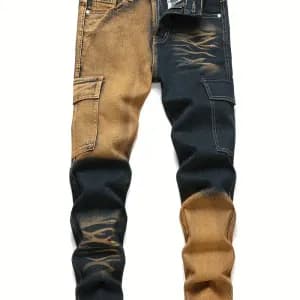 pantalon-cargo-en-denim-multi-poches-a-blocs-de-couleurs-pour-garcons-