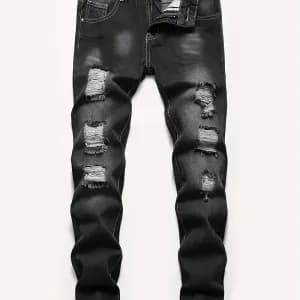 pantalon-en-jean-slim-pour-garcon-avec-trous-uses-melange-de-coton-non