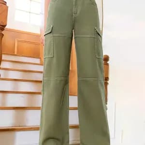 jean-cargo-taille-haute-uni-pour-fille-pantalon-en-denim-polyvalent-av