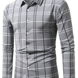 chemise-decontractee-a-carreaux-a-manches-longues-pour-hommes