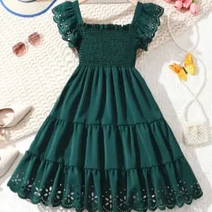 robe-plissee-chic-pour-filles-col-carre-details-ajoures-robe-decontrac