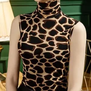 tshirtextensiblesansmanchesacolmontantetimprimeleopard