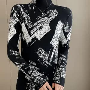 pullelegantacolroulepourfemmemotifgeometriquenoiretblanc-kkxlxl