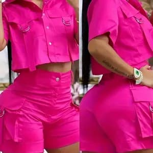 ensembleshortetchemiserosevifpourfemme