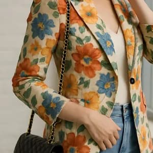 blazeraimprimefloralpourfemmefermetureaunbouton