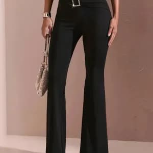 pantalonevasetaillehautepourfemmeavecceintureelastique