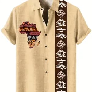 chemisekakiamanchescourtespourhommeimprimegeometrique