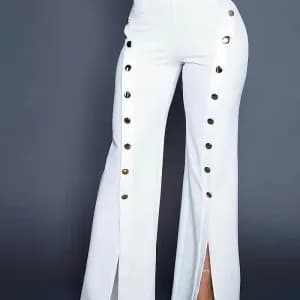 pantalonevaseaboutonsdecouleurunie