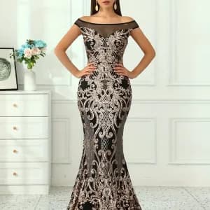 robedesoireeeleganteapaillettesrougespourfemme