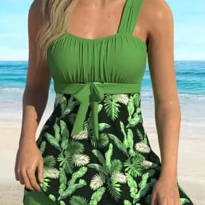 maillotdebaintankinifemmeaencolurecarreeetmotifvegetal