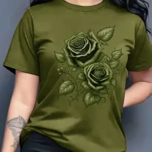 tshirtfemmebleuclairetjauneaimprimeroses