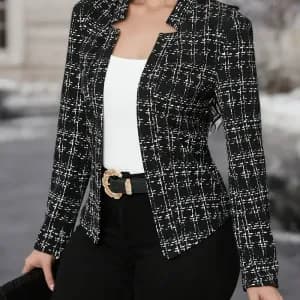blazerelegantacarreauxpourfemmeavecboutonsdores