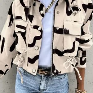 vestecargodecontracteepourfemmeamotifgeometrique