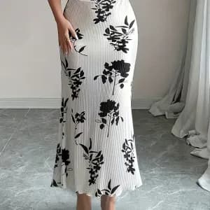 nouvellejupecoteleeeleganteetstyleeaimprimefloral