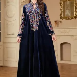 abayacaftanenveloursdorepourfemmemusulmane