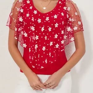 hautelegantamanchescourtesetimprimetropicalpourfemme