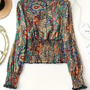 chemisieramancheslonguesetimprimefloralvibrantpourfemme