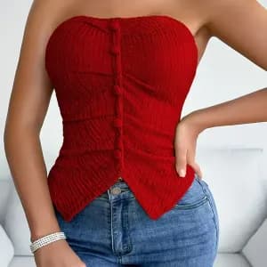 hautbustiersexyenmailleavecboutons