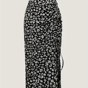 jupeplisseeelegantevertmentheaimprimefloralpourfemme