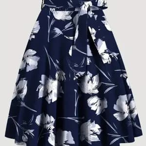 jupeelegantetaillehauteaimprimefloralaveclienalataille