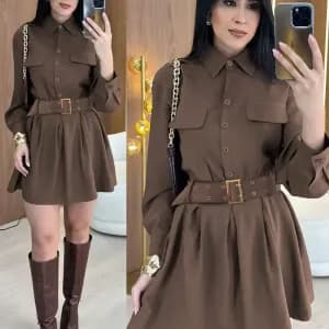 robetrapezemarronelegantepourfemme