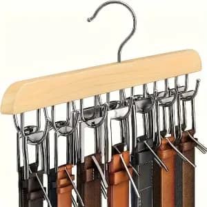 cintreaceinturesenboispolia14crochetsorganiseurmultifonction