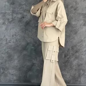 ensemblepantalondecontracteenmelangedepolyesterpourfemme