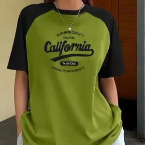 tshirtamanchescourtesetimprimelettrescaliforniaretropourfemme