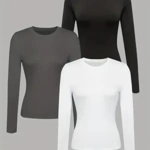 lotde3tshirtsunisamancheslonguespourfemme