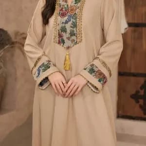 elegantcaftanturcbeigeavecbroderieflorale