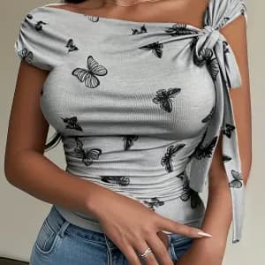 tshirtelegantaepaulesdenudeesetimprimepapillonpourfemme