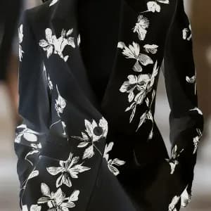 blazerelegantnoiramancheslonguesetimprimefloralpourfemme