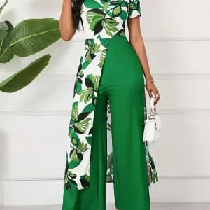 combinaisoneleganteaimprimefloralavecfermetureeclair