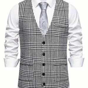 giletdecostumepieddepouleasimpleboutonnageavecpochesveritables