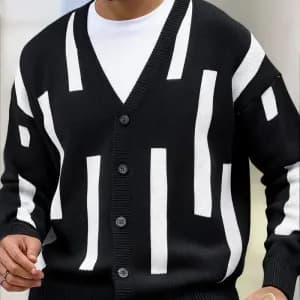 cardiganrayenoiretblancacolenvpourhomme