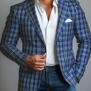 blazerdecontractepourhommerayuresfinesbleuesetblanches