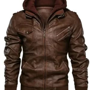 jacketacapucheensimilicuirpourhomme