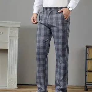 pantalonhabilleelegantacarreauxbleuetgrispourhomme